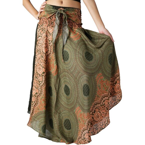 Versatile Floral Print Maxi Skirt - High Waisted Boho Wear for Every Occasion - Picture 2 of 4
